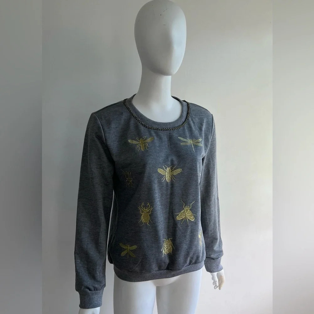 Corazon Women's Top Sweatshirt Shirt Light Grey Size L NWT - Picture 2 of 14